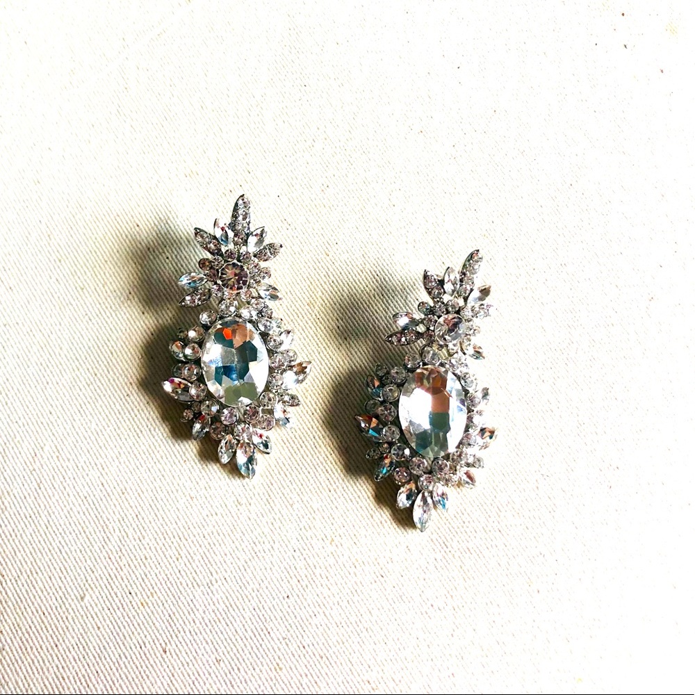 Flower Teardrop Silver Earrings